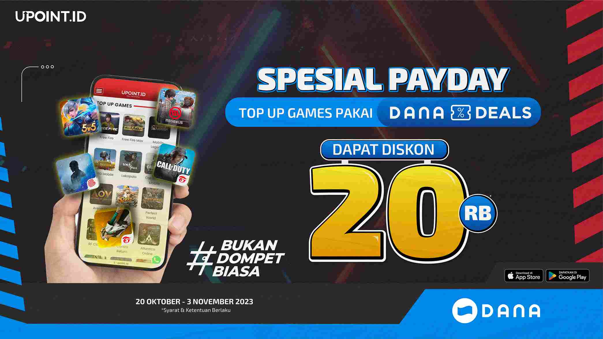 DISKON 20RB Khusus DANA Deals PayDay Buat Kamu yang Top Up Game pakai Voucher DANA di UPOINT.ID!