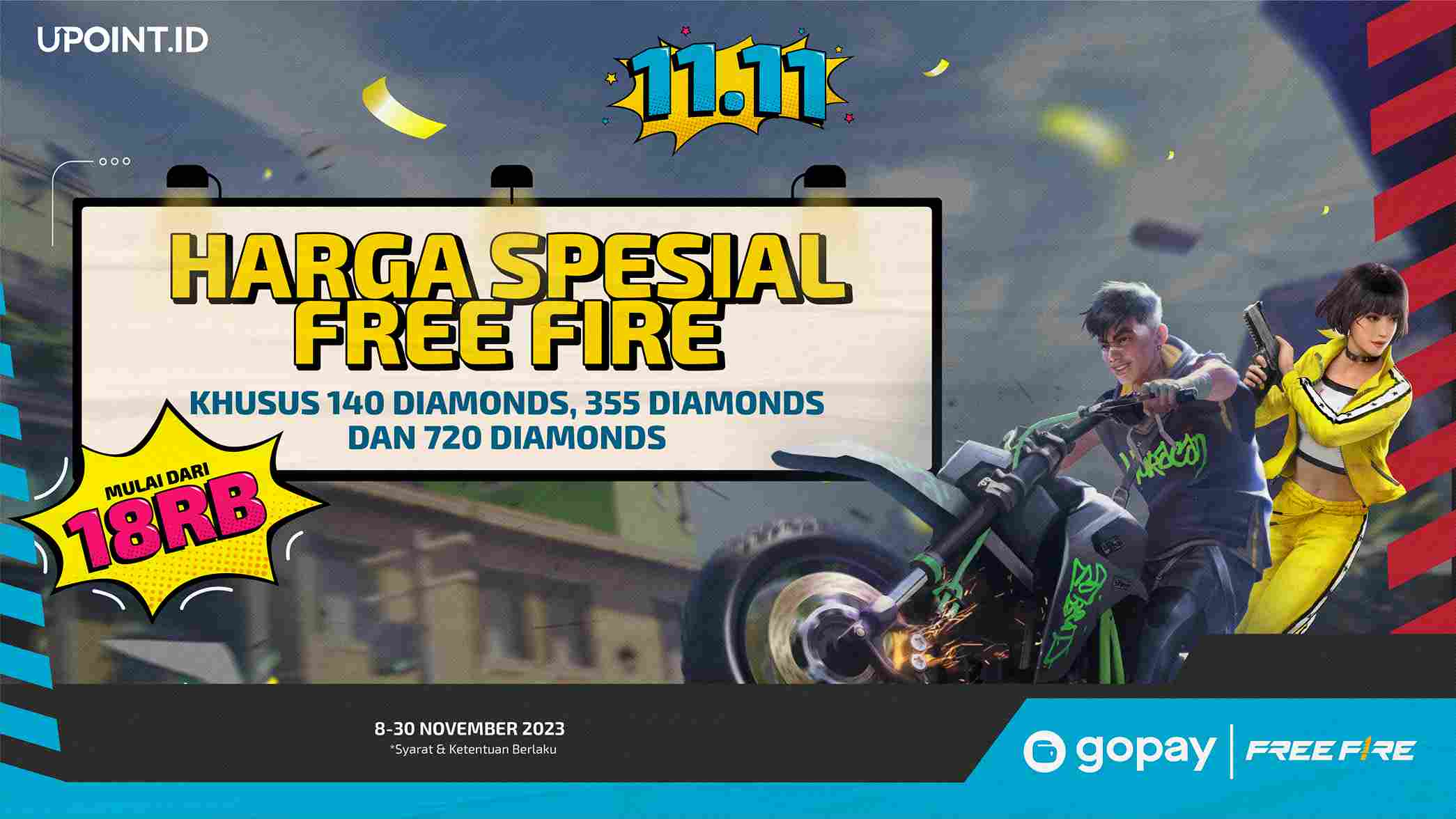 PROMO SPECIAL 11.11 Pembayaran GoPay Khusus Top Up Diamonds Free Fire di UPOINT.ID!