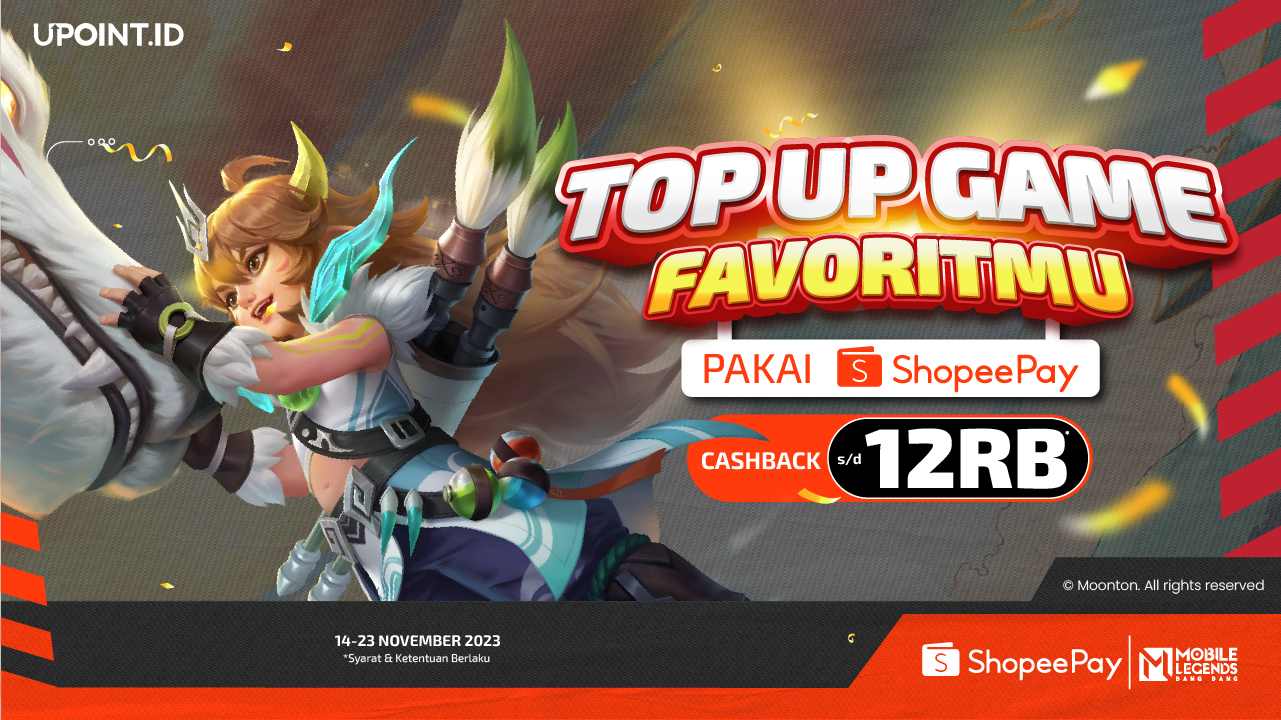 Buat Kamu yang Top Up Game Apapun pakai ShopeePay di UPOINT.ID Langsung Dapat Cashback 12RB!