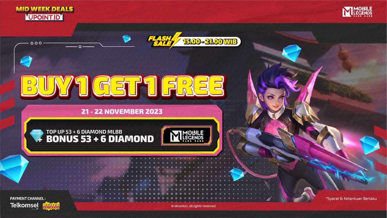 Push Rank Makin Seru dengan FLASH SALE Buy 1 Get 1 Free Diamonds Mobile Legends Di UPOINT.ID!