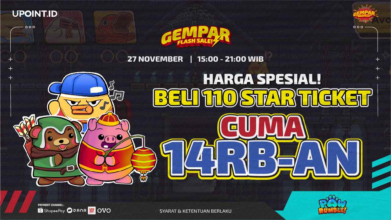 Segera Dapatkan Promo Potongan Harga Voucher Paw Rumble Denom 110 Star Ticket di UPOINT.ID!