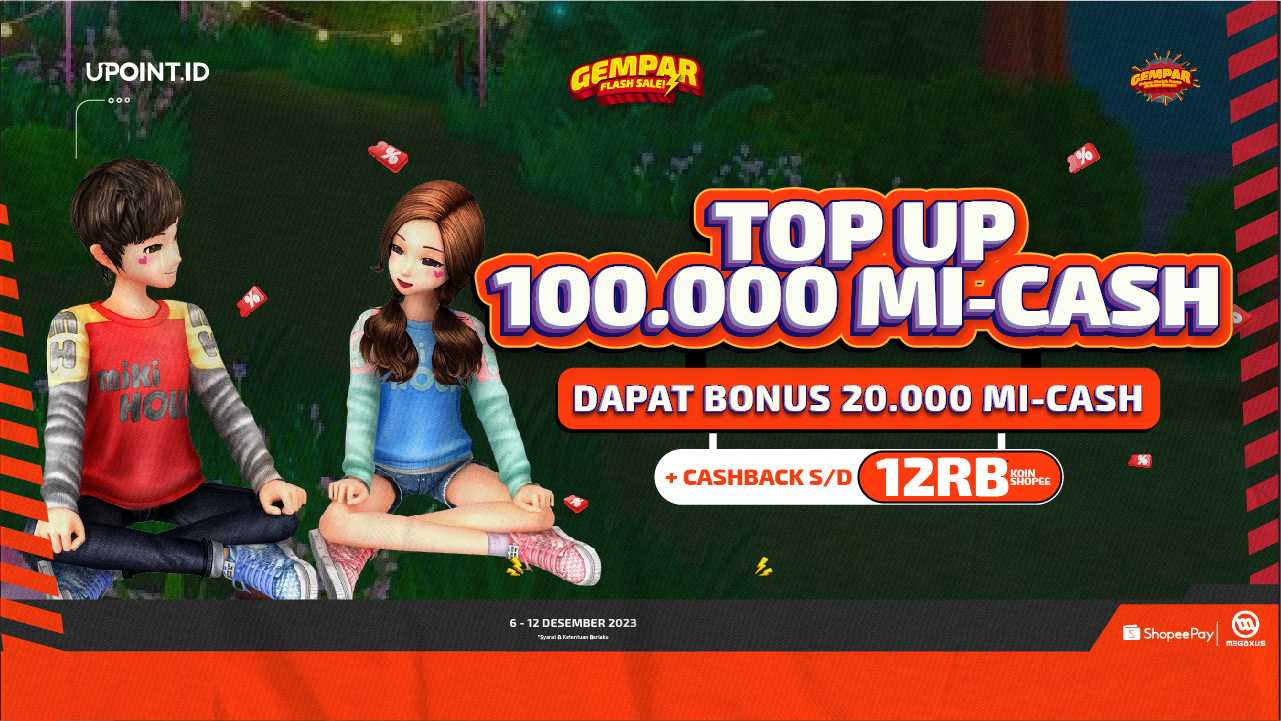 Cashback dan Bonus MI-Cash buat Kamu yang Top Up pakai ShopeePay MI-Cash Megaxus di UPOINT.ID!