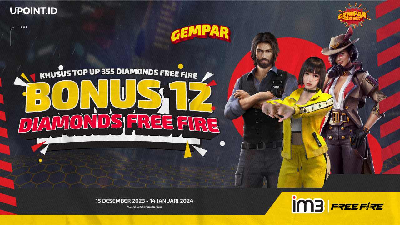 PROMO GEMPAR Top Up Diamonds Free Fire di UPOINT.ID pakai IM3 Langsung dapat Bonus!