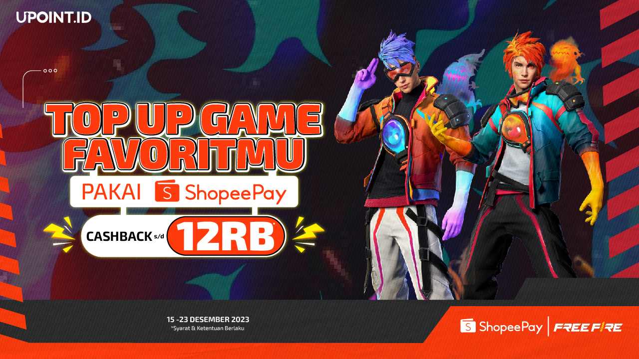 Top Up Game Apapun pakai ShopeePay di UPOINT.ID dan Dapatkan Cashback sampai dengan 12RB!