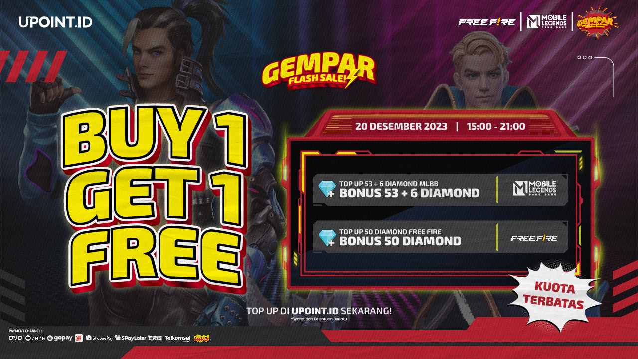 Double Serunya Promo Flash Sale Diamonds Free Fire dan Mobile Legends di UPOINT.ID!