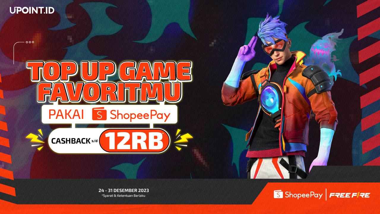 Promo Akhir Tahun ShopeePay! Top Up Game Apapun Di UPOINT.ID Dapat Cashback Sampai 12K!