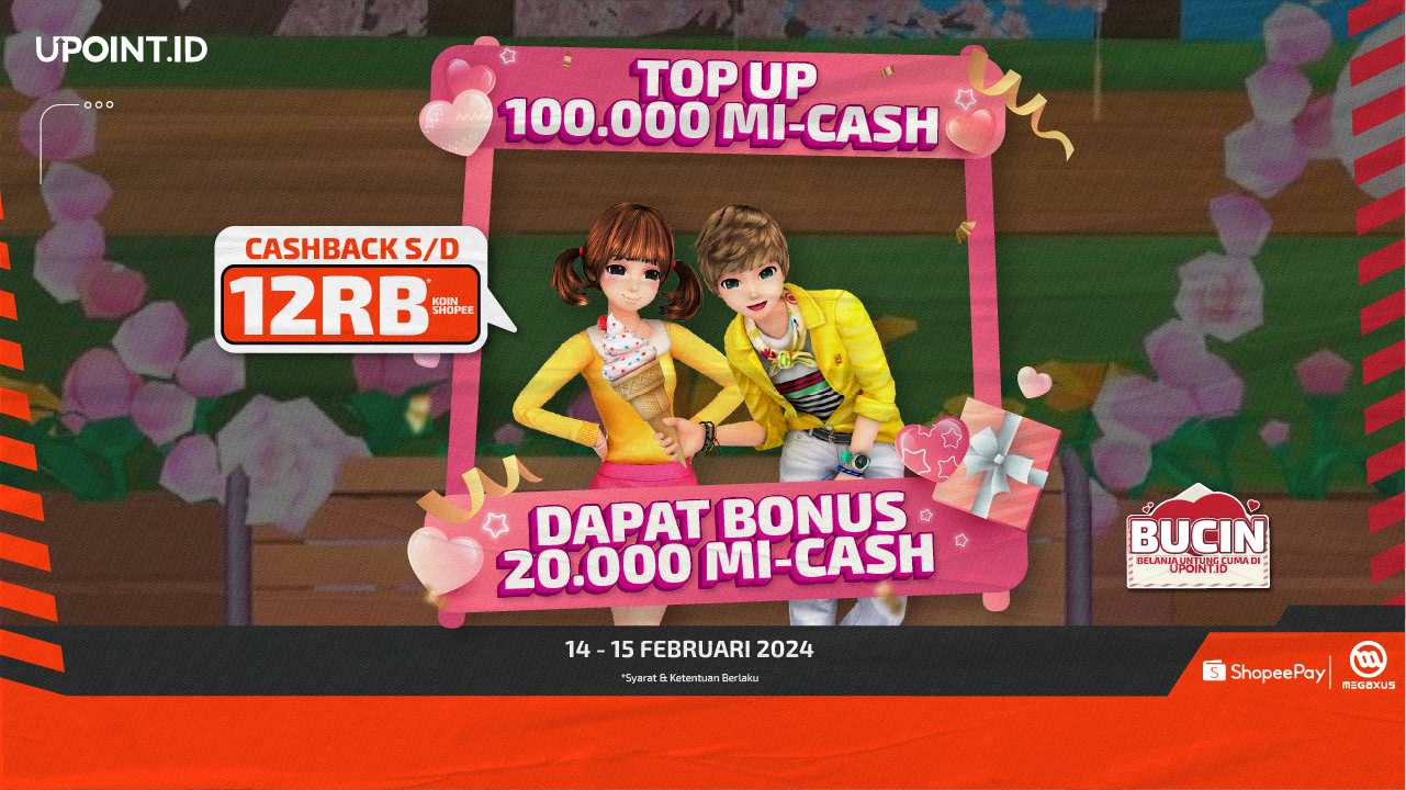 Bonus MI-Cash dan Cashback 12RB Buat Kamu yang Top Up Megaxus pakai ShopeePay di UPOINT.ID!