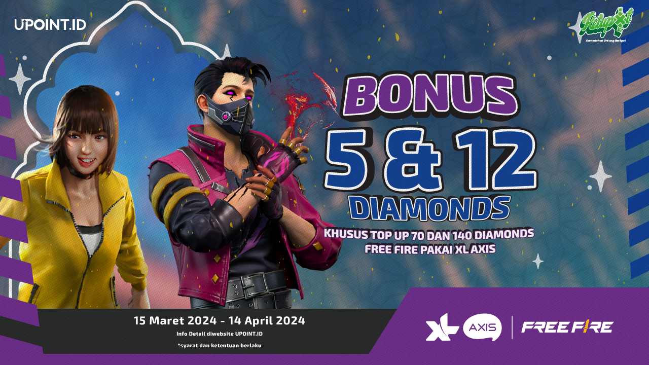 Tambahan Diamonds  Free Fire Khusus Ramadhan saat Top Up Pulsa XL/Axis di UPOINT.ID!