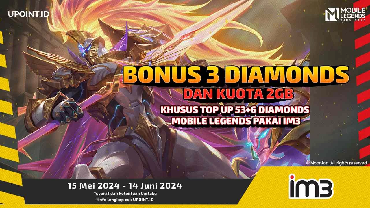 Top Up Diamonds MLBB mu di UPOINT.ID pakai IM3 Langsung Dapatkan Bonus Diamond dan Kuota!