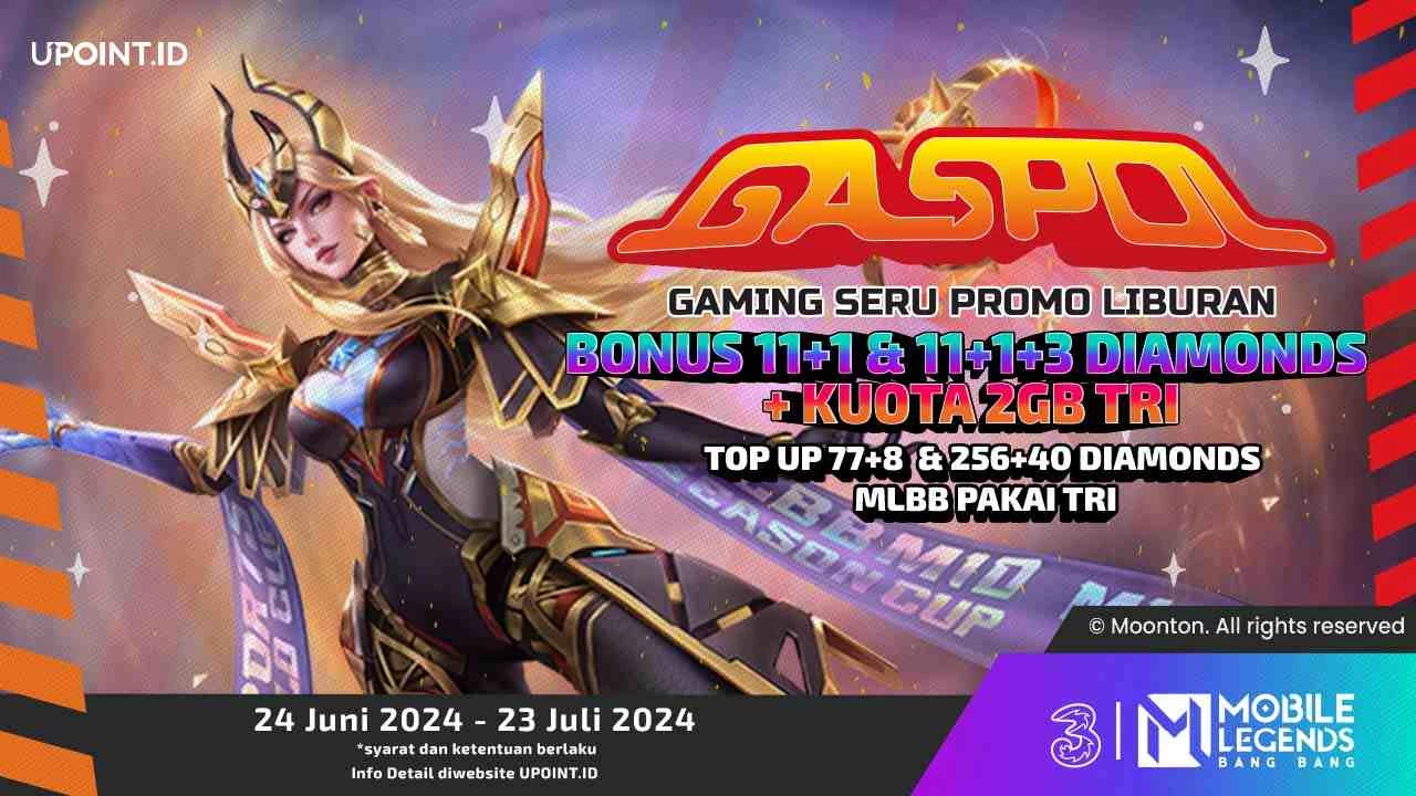 GASPOL! Top Up Diamonds MLBB mu Pakai Pulsa Tri! dapatkan Bonus dan Kuotanya dari UPOINT.ID!