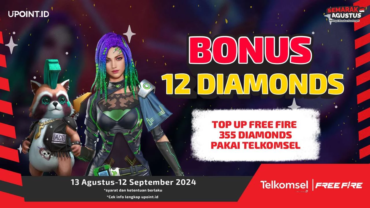 Promo Flash Sale! Dapatkan Bonus 12 Diamonds Setiap Pembelian Diamonds untuk Game Free Fire di UPOINT.ID!