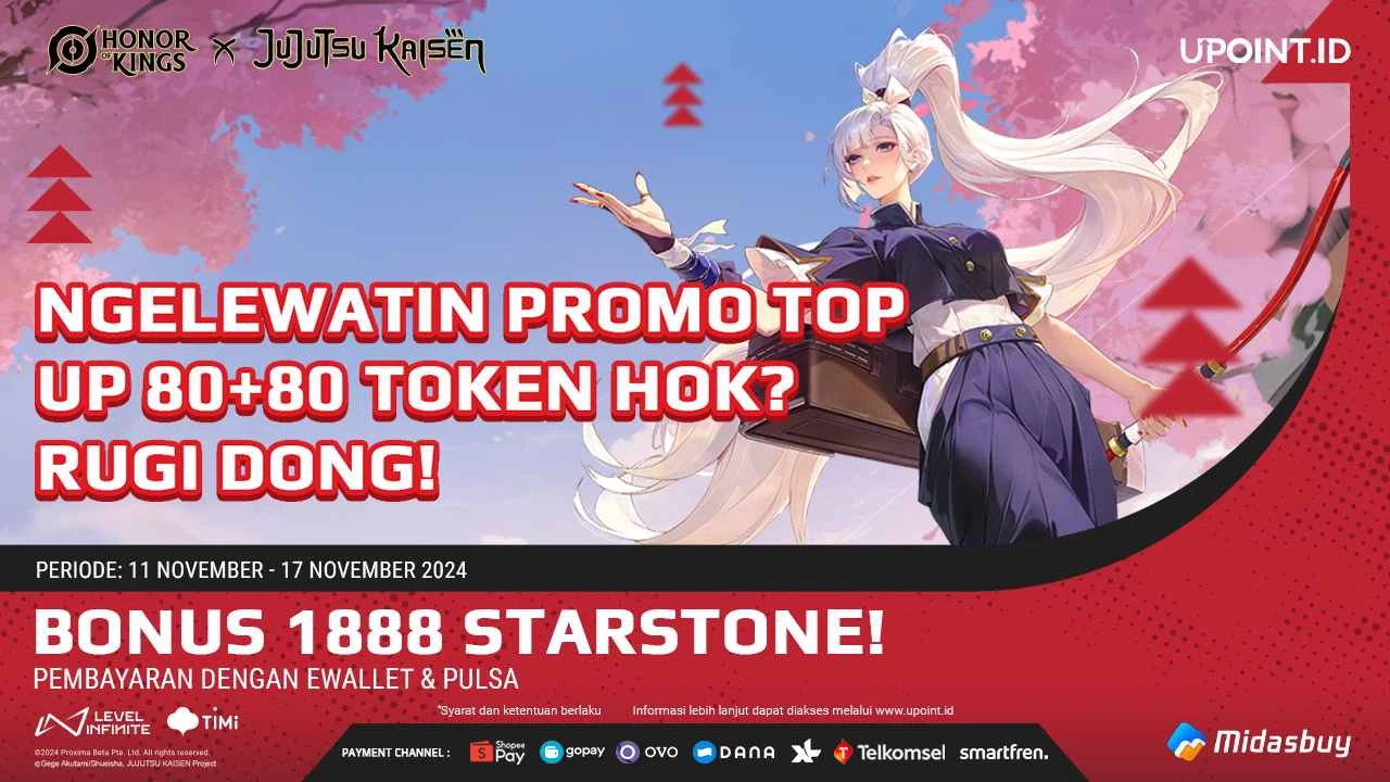 PROMO 11.11! Dapatkan Bonus 1888 Starstone GRATIS Setelah Top Up Token Honor of Kings!