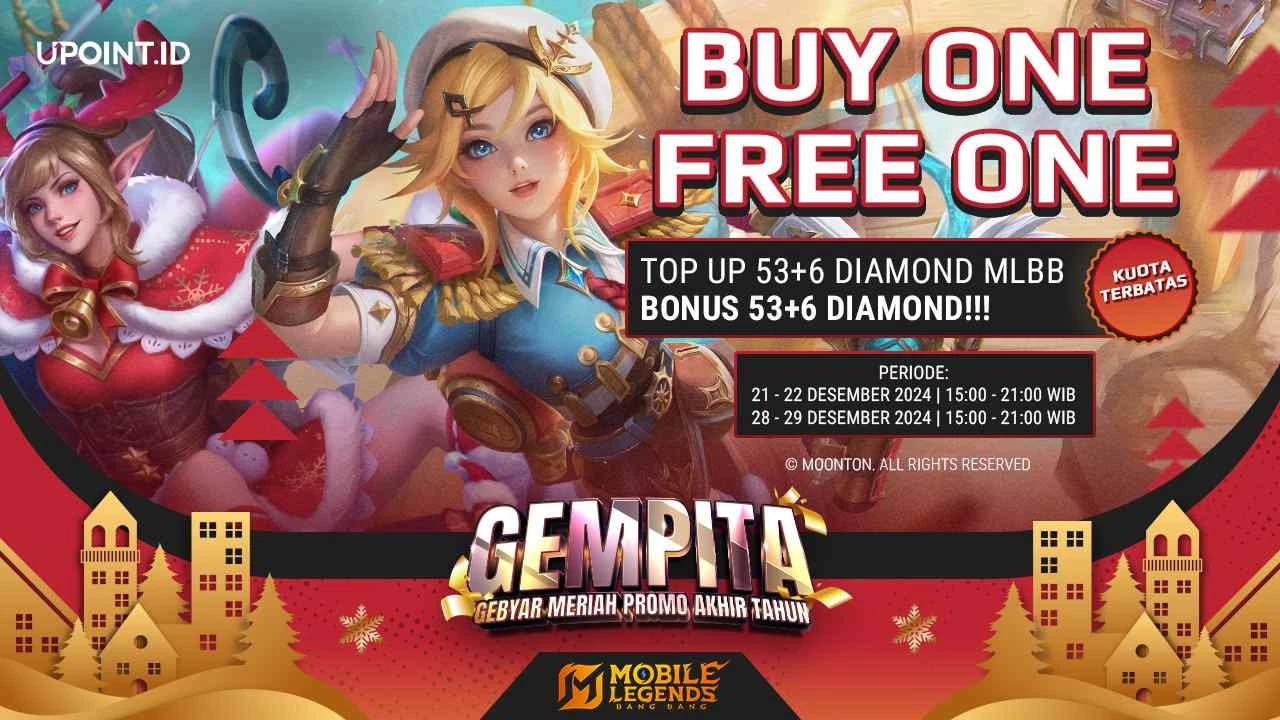 SPESIAL Natal dan Tahun Baru Buat Kamu! Buy 1 Get 1 Bonus Diamonds Mobile Legends Bang Bang Hanya di UPOINT.ID!