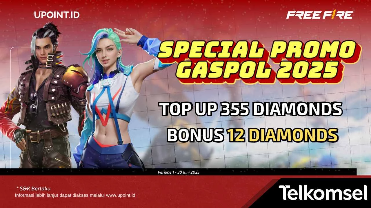 GASPOL! Top Up 355 Diamonds Free Fire Mu pakai Telkomsel dan Dapatkan Bonus 12 Diamonds di UPOINT.ID!