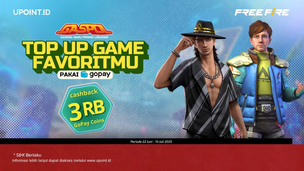 Promo Spesial UPOINT.ID Dapatkan Cashback 3.000 GoPay Coins Setiap Pembelian Produk Game menggunakan GoPay di UPOINT.ID!