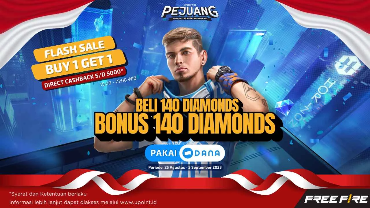 Promo Buy 1 Get 1 Free Fire Diamonds di UPOINT.ID, Bayar Pakai DANA Bisa Dapat Double Diamonds dan Diskon!