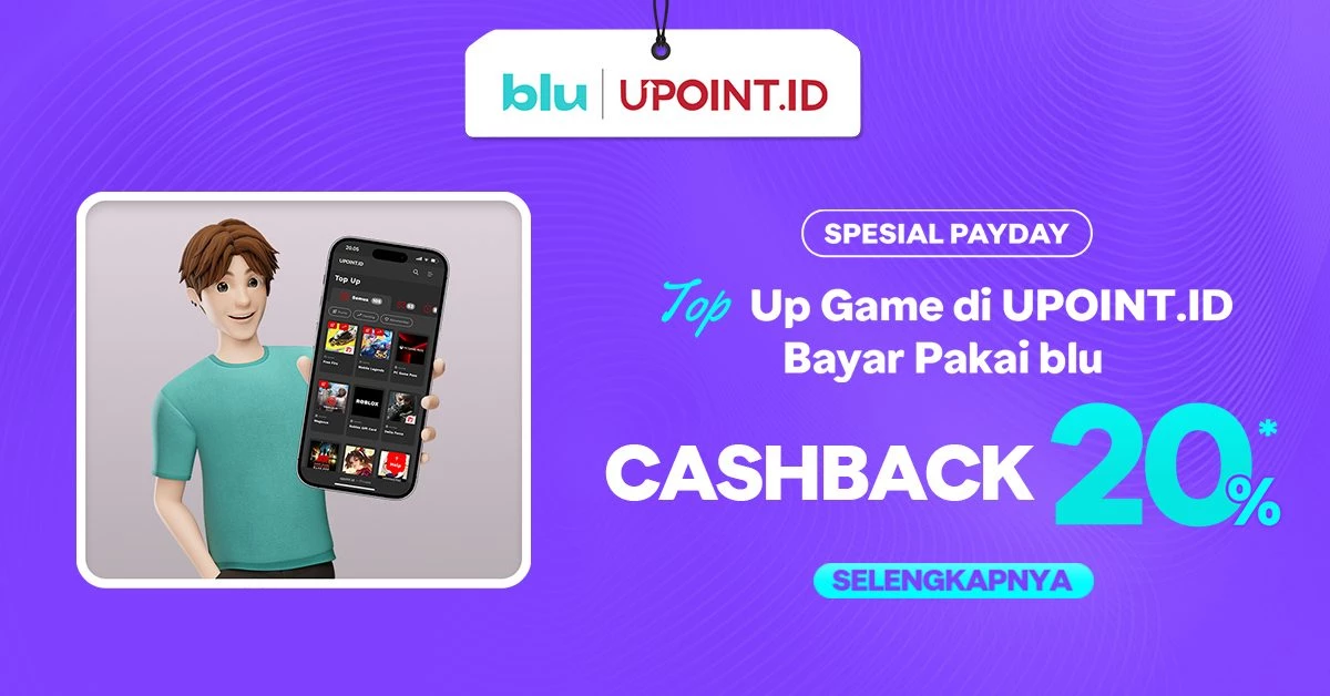 Gamers Merapat! Raih Cashback 20% untuk Top Up Game di UPOINT.ID Pakai blu!