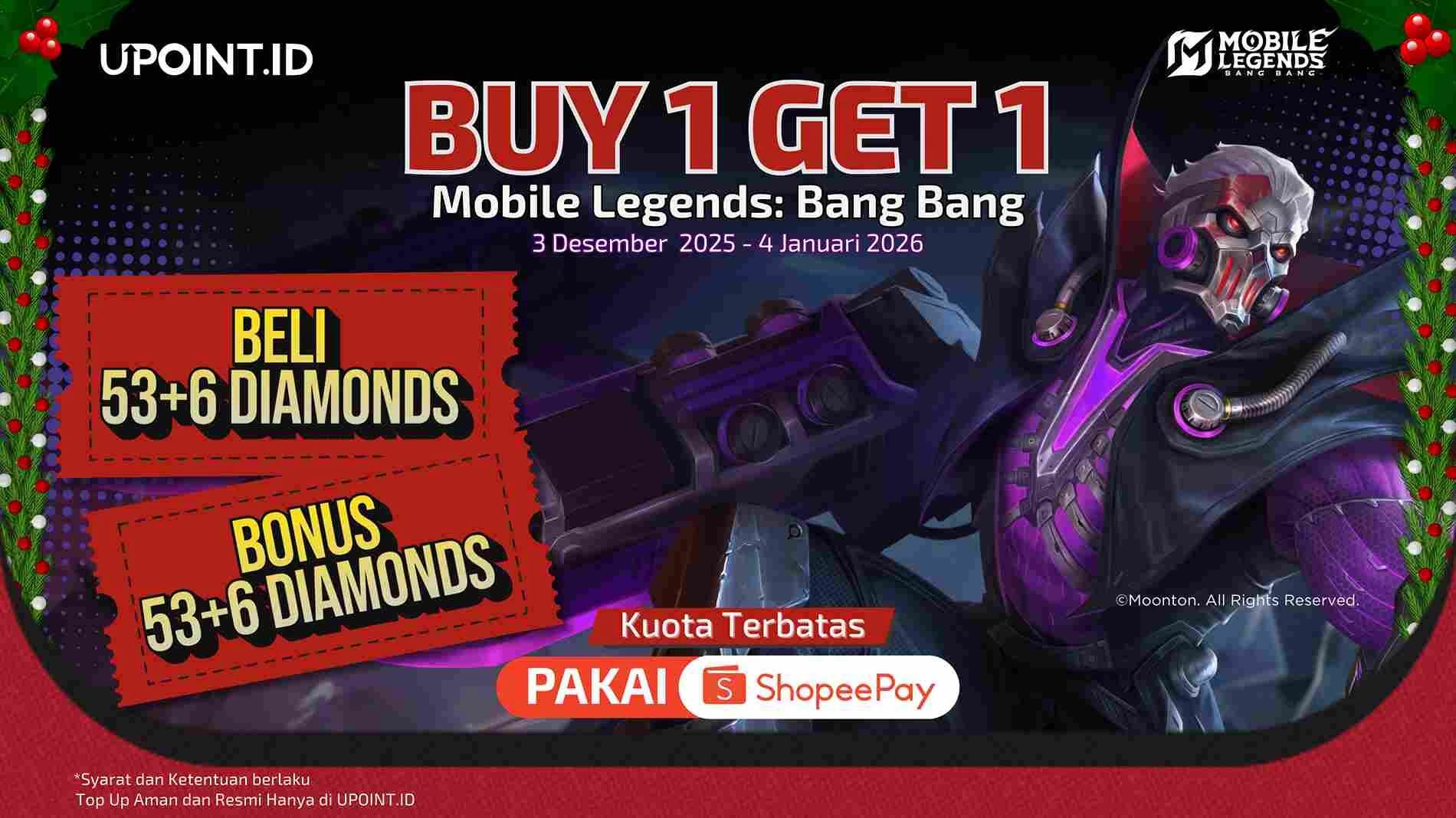 Auto Cuan! Beli 53+6 Diamonds Mobile Legends di UPOINT.ID, Langsung Dapet Bonus Double Diamonds!