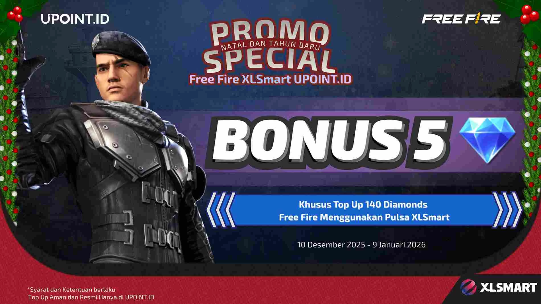Modal Pulsa XL/Axis Bisa Dapat Bonus Diamond! Top Up Free Fire di UPOINT.ID Sekarang Sebelum Kehabisan!