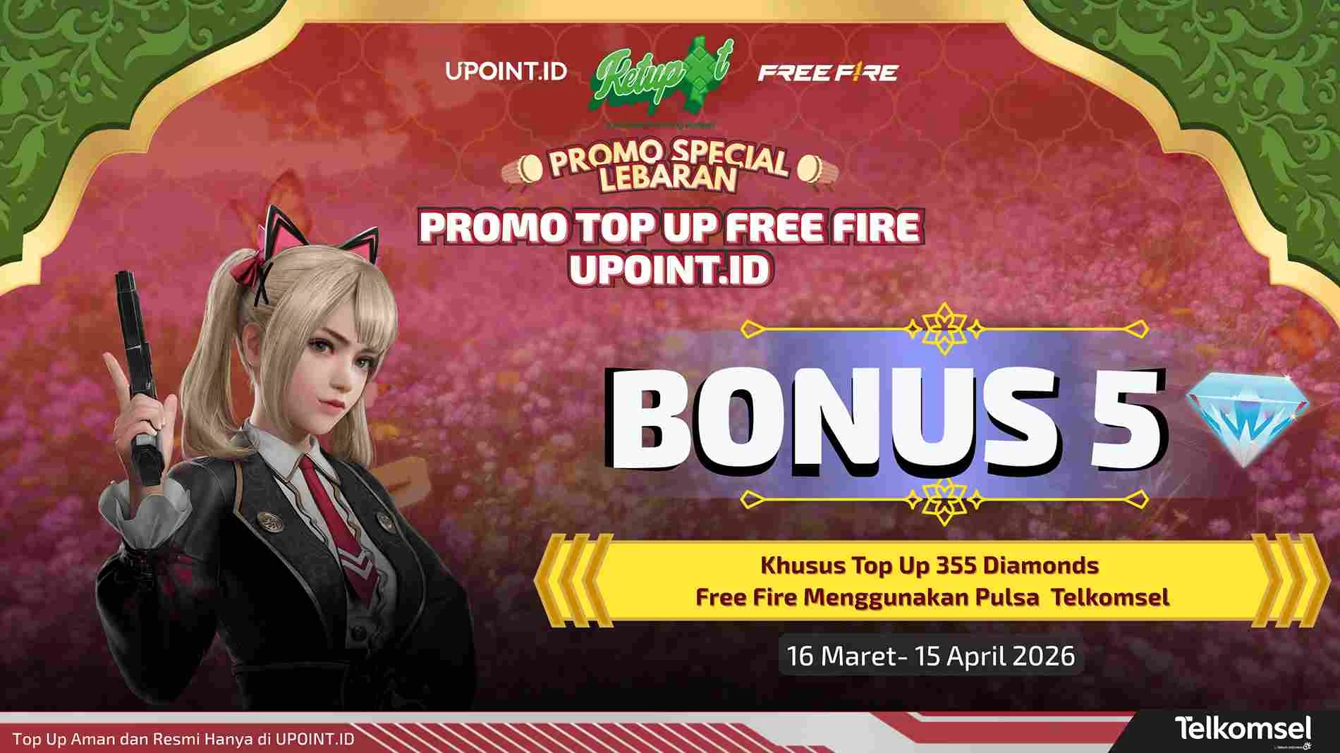 Survivors Pengguna Telkomsel Merapat! Top Up 355 Diamond FF di UPOINT.ID, Auto Diguyur Bonus!