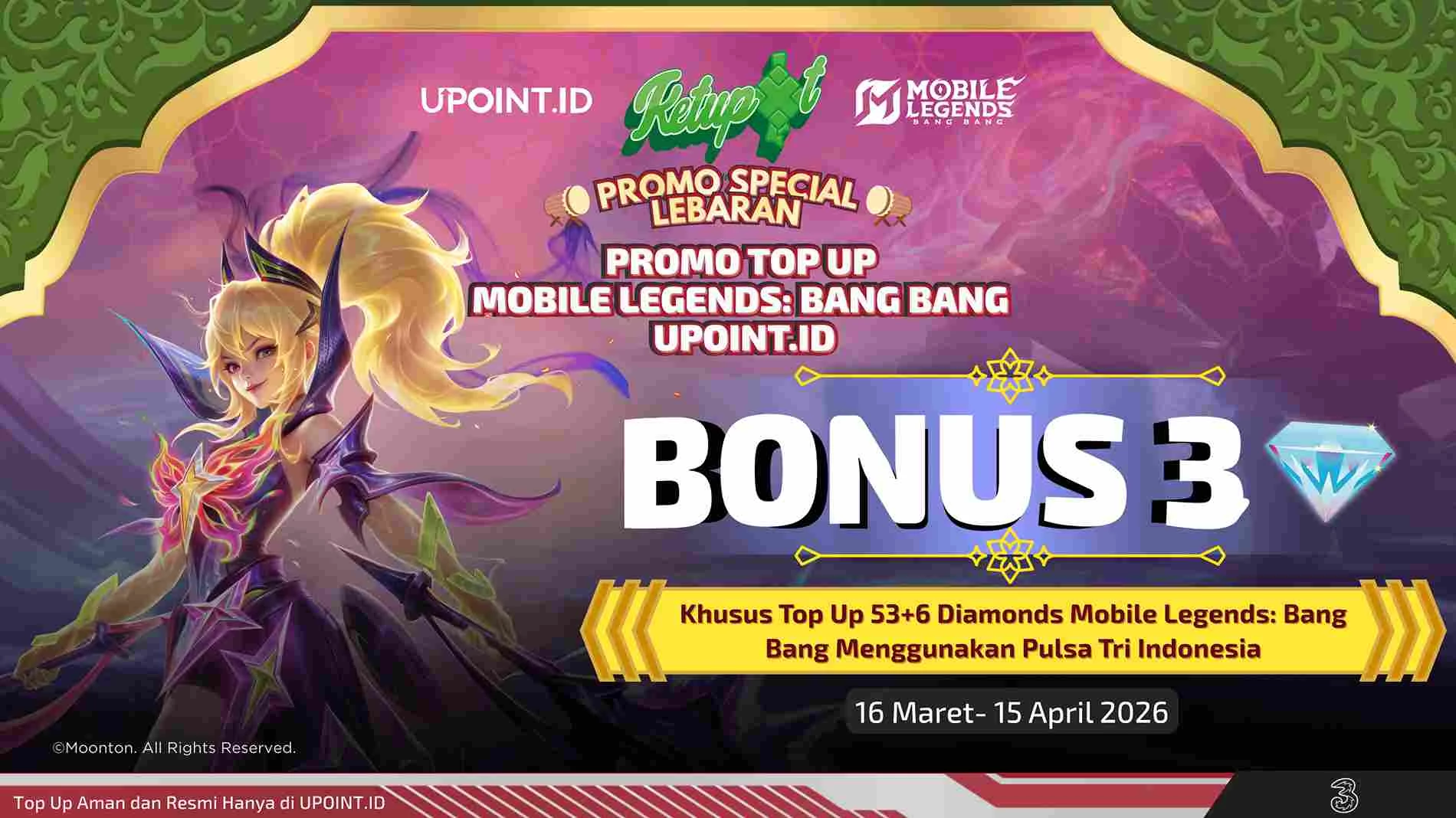 Pejuang Land of Dawn Pengguna Tri Merapat! Top Up MLBB di UPOINT.ID, Auto Diguyur Bonus Diamond!