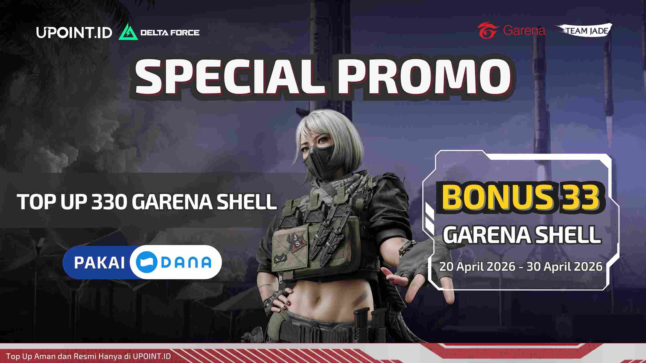Promo Sepcial April! Top Up Voucher 100 Ribu Garena Shell Pakai DANA di UPOINT.ID, Auto Dapet Bonus Garena Shell!