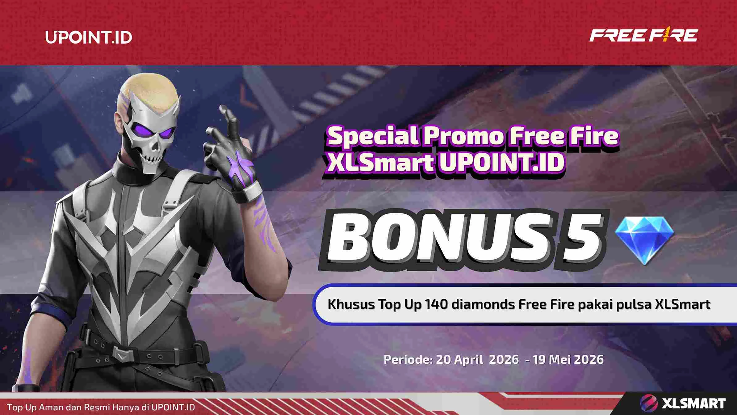 Cuan Khusus User XL & Axis! Top Up 140 Diamond FF di UPOINT.ID, Langsung Dapat Bonus Diamonds!