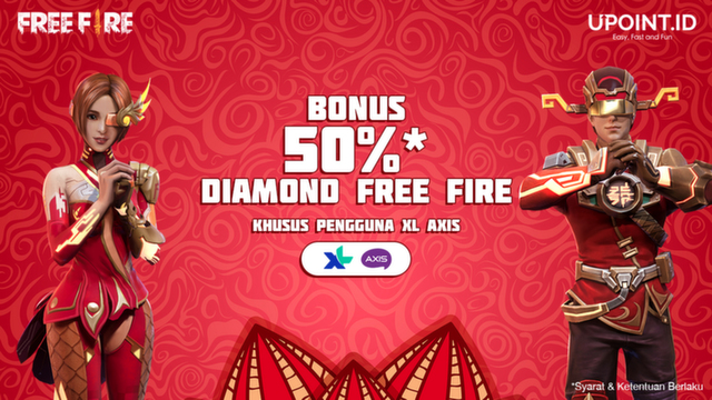 Dapatkan BONUS 50% Diamond Free Fire Khusus Pengguna XL&Axis