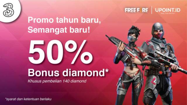 PROMO TAHUN BARU! Bonus 50%* Diamond Free Fire