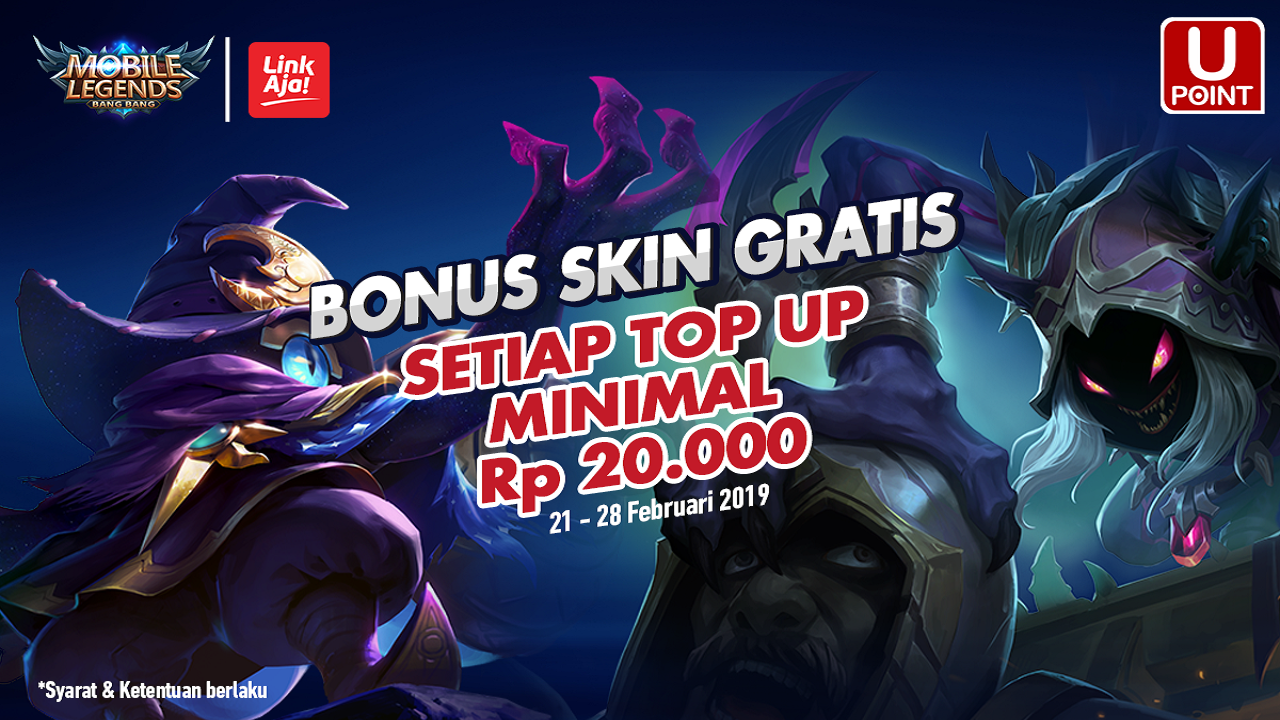 [DIPERPANJANG] BONUS SKIN MLBB Hanya Top Up Minimal Rp 20.000