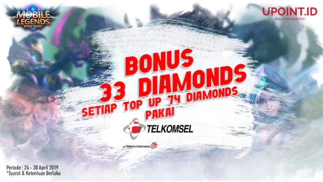BONUS 33 DIAMONDS! SETIAP TOP UP 74 DIAMONDS MOBILE LEGENDS