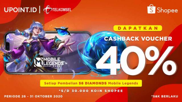 Diperpanjang! Top Up Mobile Legends di Upoint Dapat Cashback Voucher Shopee 40%