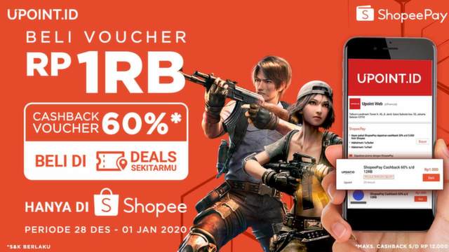 Cashback Voucher ShopeePay 60% Hanya Top Up di Upoint